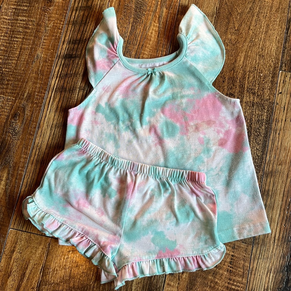 Tie-Dye Sleeveless Top and Shorts Set